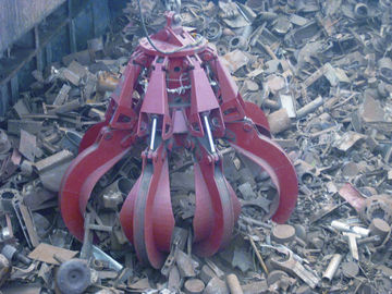 中国 鉱物/鉱石の処理のための 8 m3 バケツが付いている赤い 40t 4 ロープの掘削機のグラブ サプライヤー
