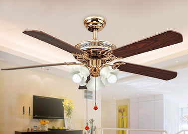 中国 ローズの電気版の金のアクリル鉄が付いている現代天井に付いている扇風機の照明設備 サプライヤー