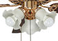 ローズの電気版の金のアクリル鉄が付いている現代天井に付いている扇風機の照明設備 サプライヤー